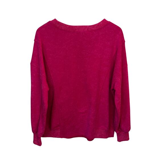 Pink XOXO Heart Womens Graphic Sweatshirt Round Neck Raw Hems Valentines Day - Picture 4 of 8